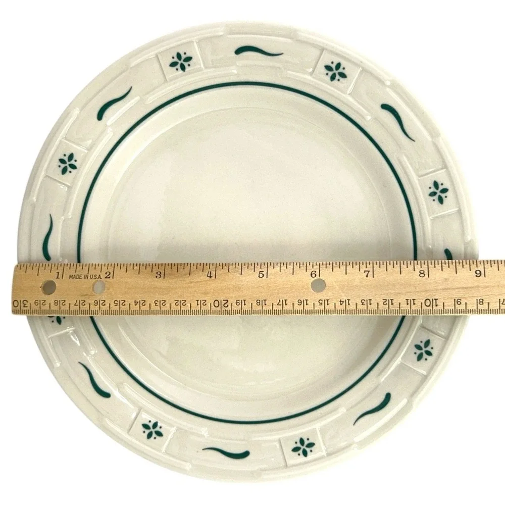 Longaberger Woven Traditions Luncheon Plate 9 Inch Heritage Green Stoneware USA